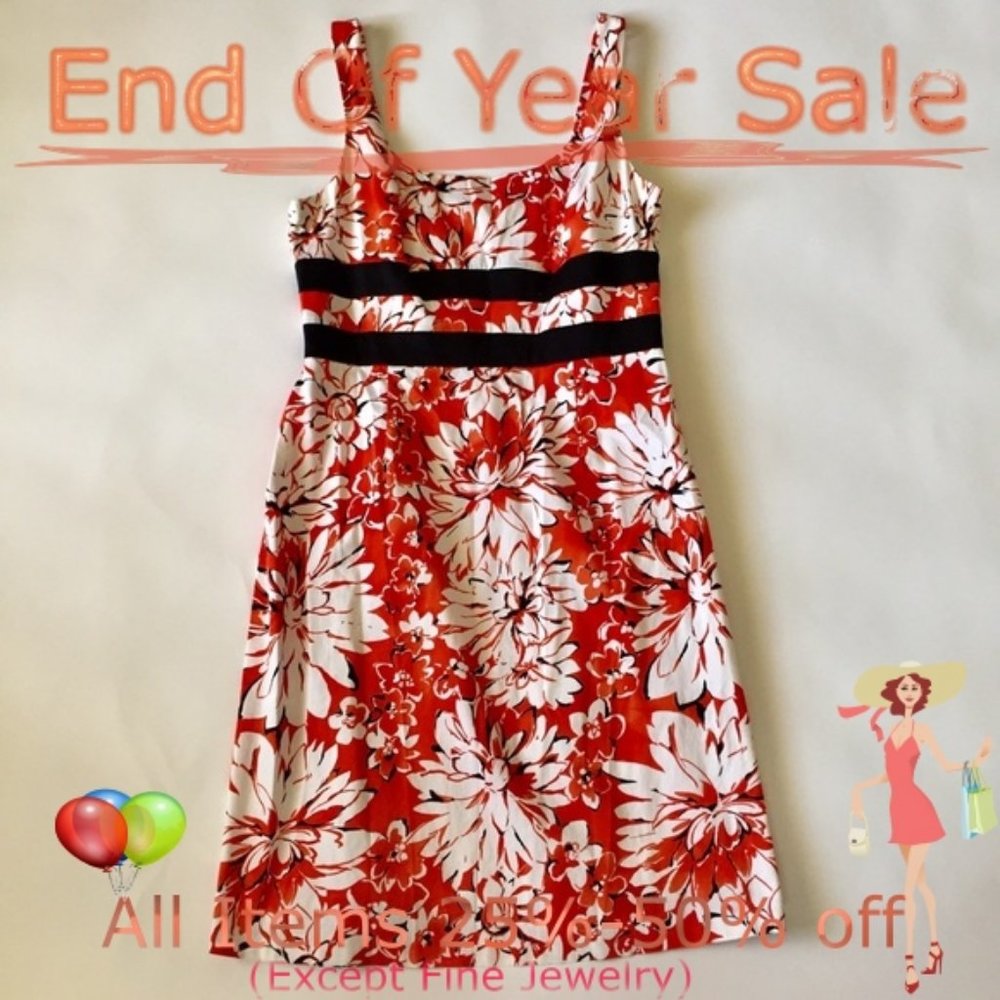 Donna Ricco Red Dress with flowers Size 14